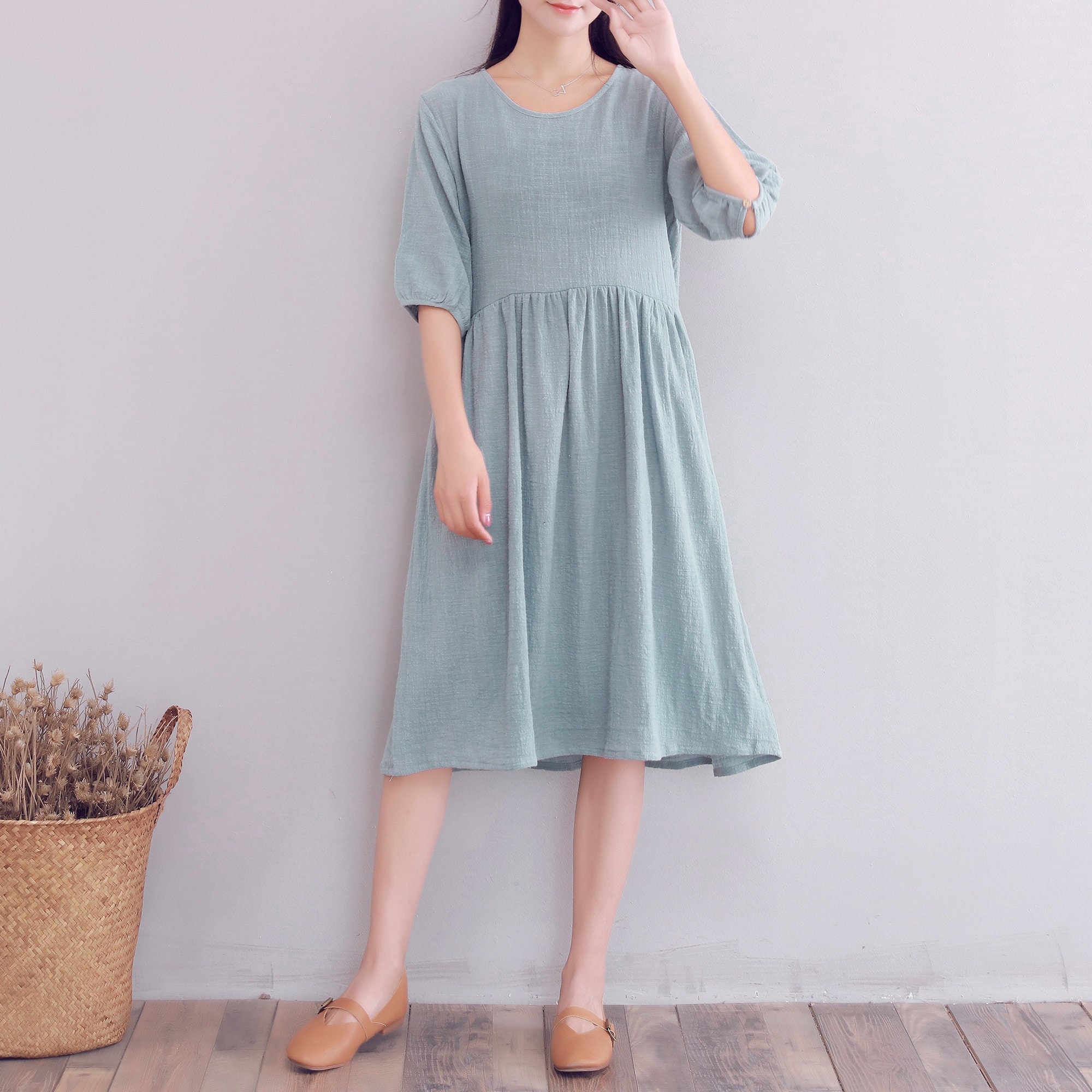 Clearance Summer Cotton Dress Casual Loose Soft Dresses