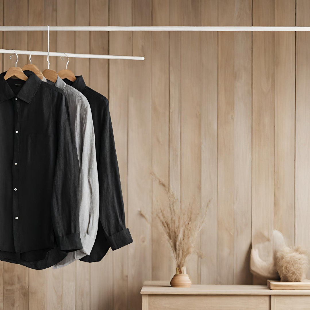 Black linen shirt for men - Image 2