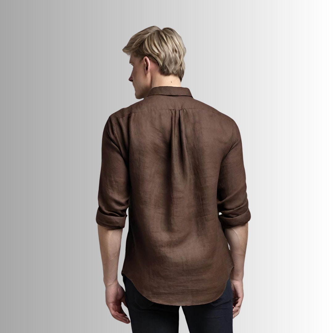 Brown linen men's shirt