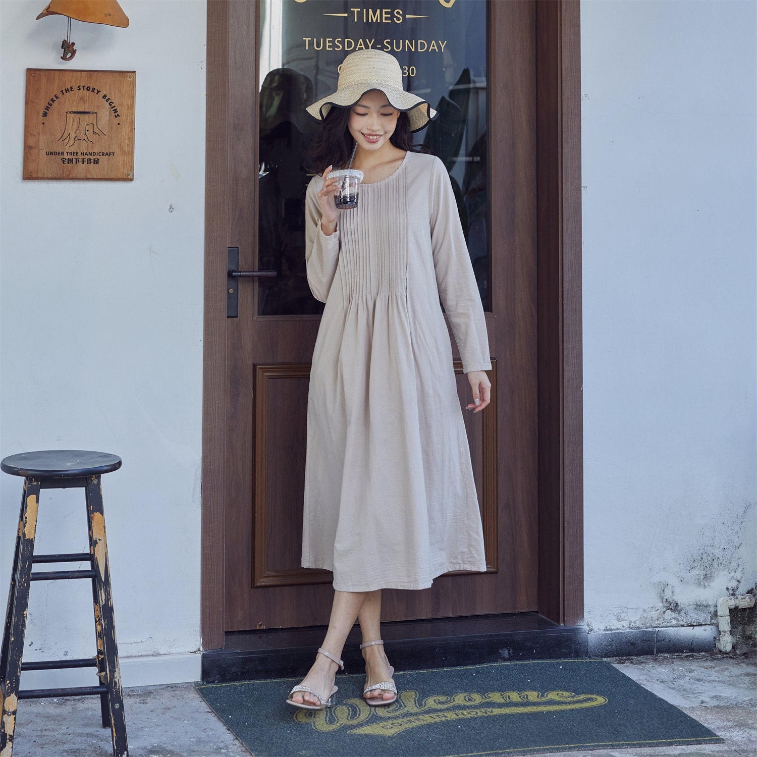 New Design Cotton Dress Shirt Casual Loose Dress