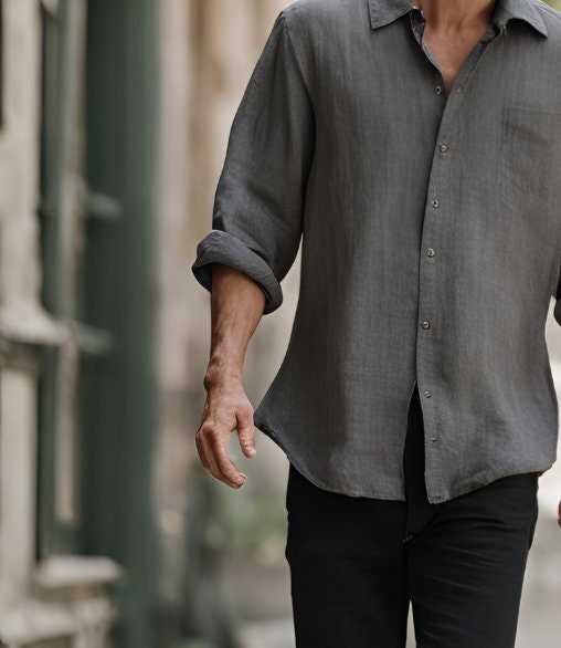 Dark gray mens shirt - Image 7