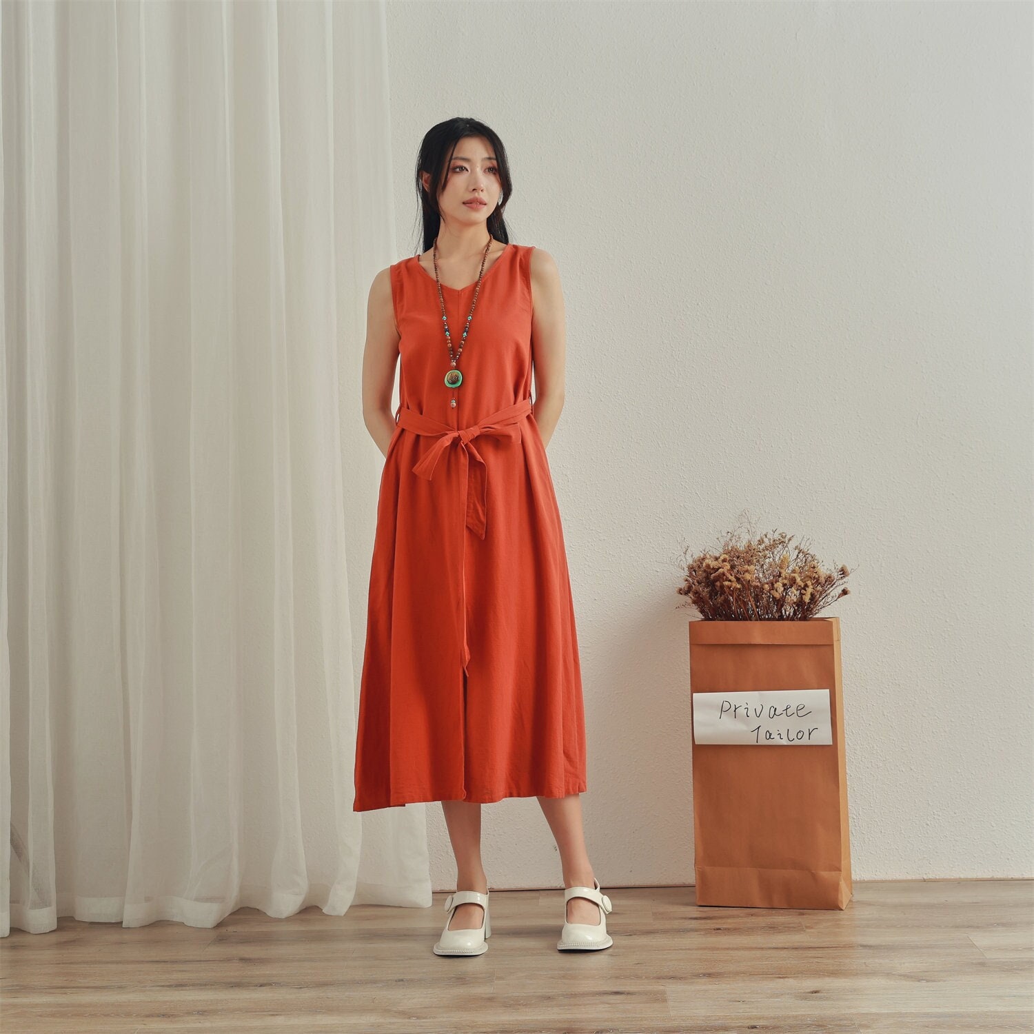 Summer Cotton Dress Casual Loose Tunics Sundress