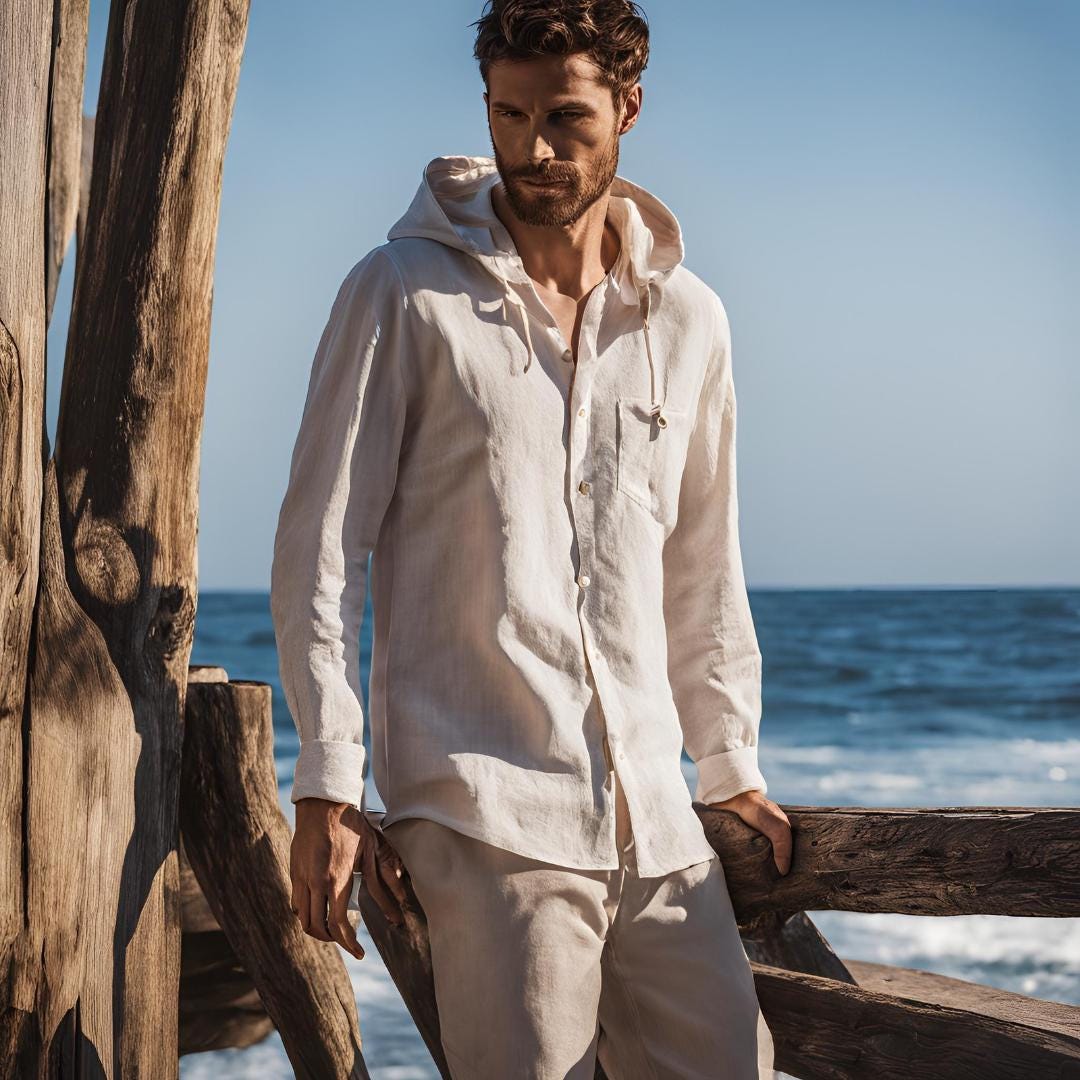 Beige hoodies shirt linen