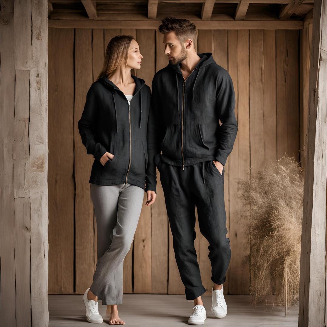 2 pcs Black linen hoodies